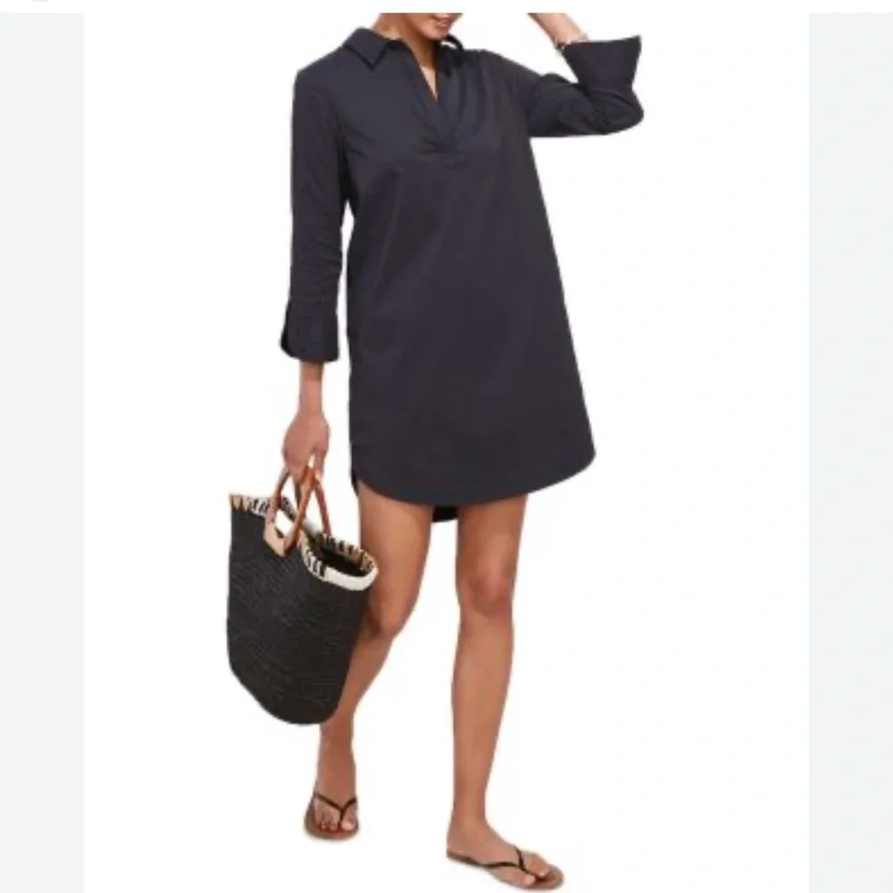 Vineyard Vines black Lucaya Performance Seersucker Dress sz large - Picture 1 of 7